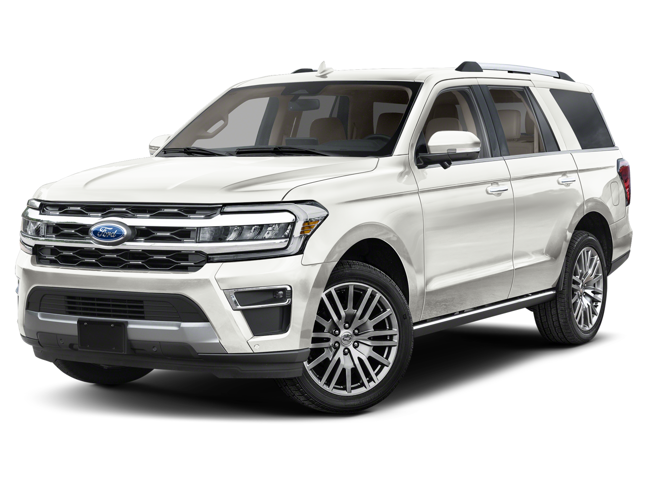 2023 Ford Expedition Limited in Star White Metallic Tri-Coat — front three-quarter view