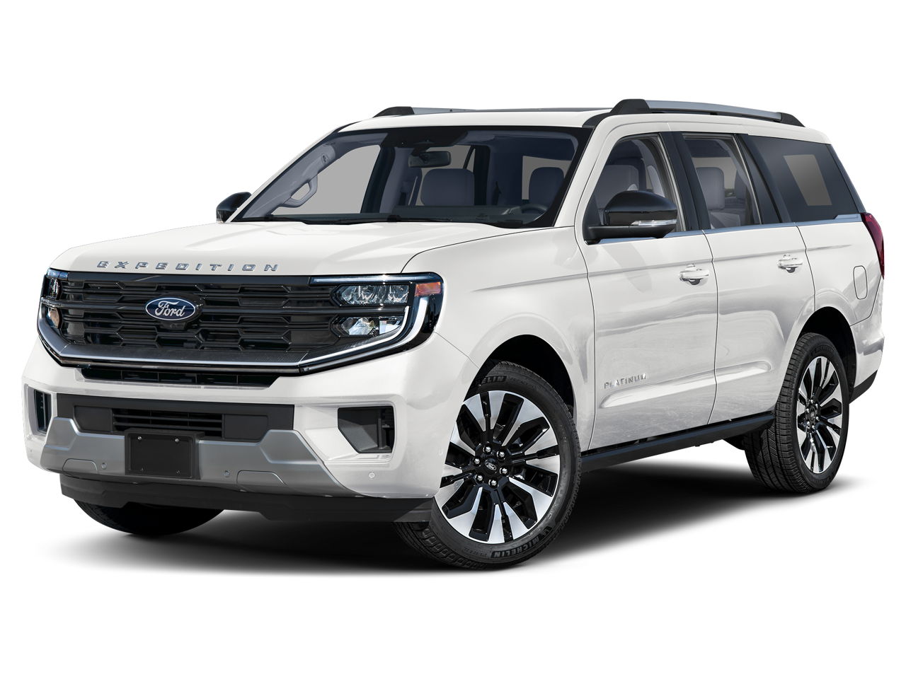 2025 Ford Expedition Platinum in Oxford White — front three-quarter view