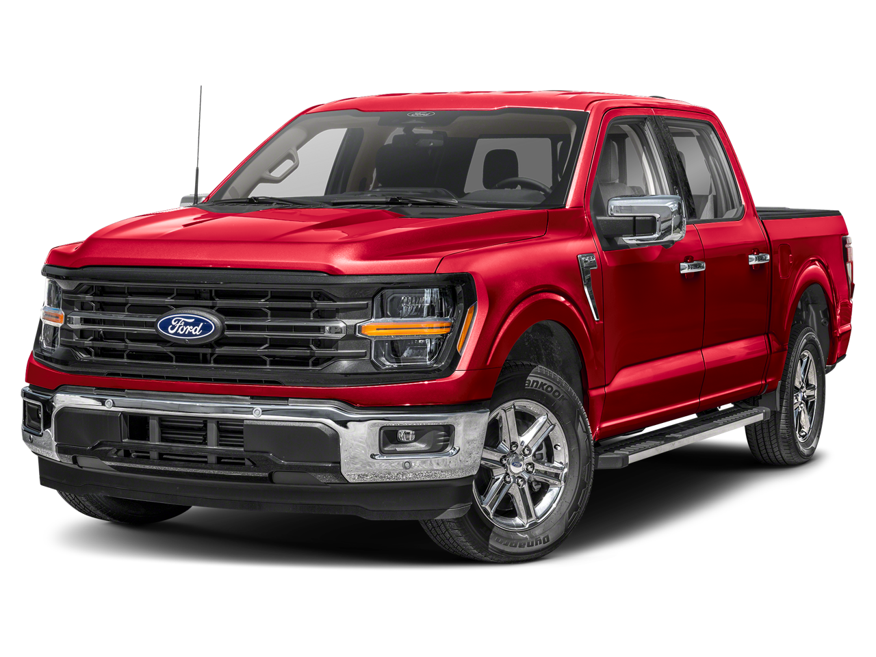 2025 Ford F-150 XLT in Rapid Red Metallic Tinted Clearcoat — front three-quarter view