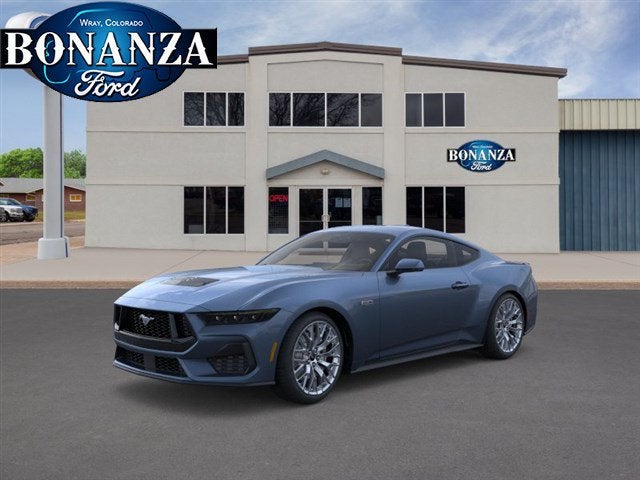 2026 Ford Mustang GT Premium in Vapor Blue Metallic — front three-quarter view