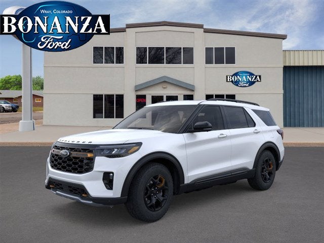 2026 Ford Explorer Tremor in Star White Metallic Tri-Coat — front three-quarter view